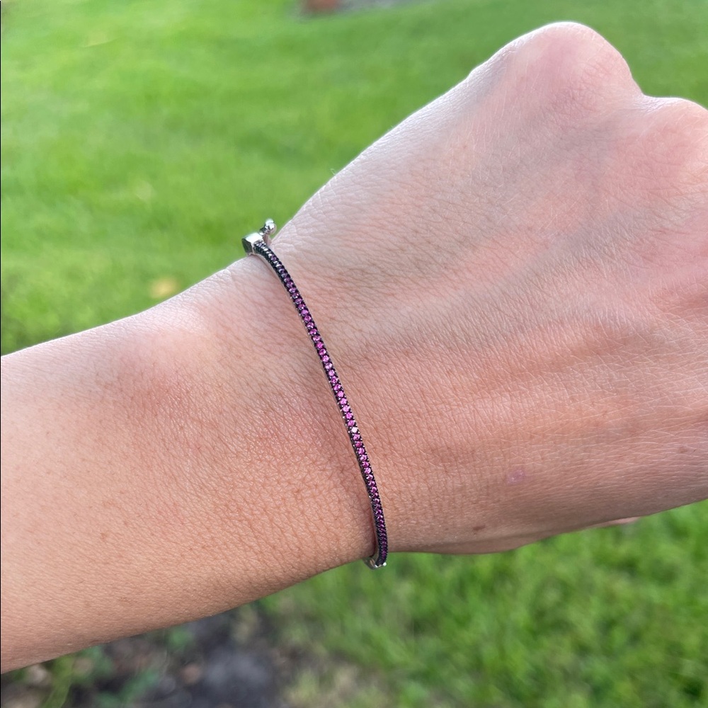Sterling Silver & Pink CZ Bangle